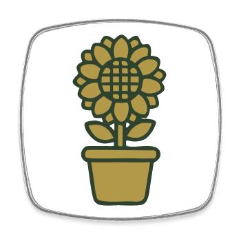 Jardinier jardinier en pot de fleurs de tournesol - Magnet carré - blanc - Devant