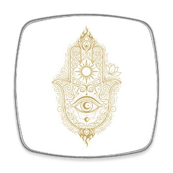 Spiritualité Hamsahand Géométrie sacrée - Magnet carré - blanc - Devant