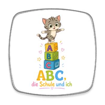 Kätzchen ABC-Abenteuer - Viereckiger Kühlschrankmagnet - Weiß - Vorne