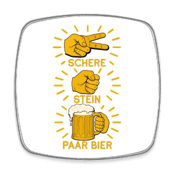 Schere Stein und ein Paar Bier lustige Bier Spruch - Viereckiger Kühlschrankmagnet - Weiß - Vorne
