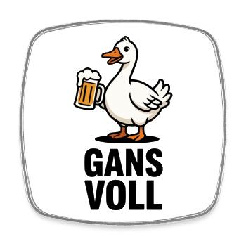 Biertrinkende Ente Cartoon - Viereckiger Kühlschrankmagnet - Weiß - Vorne