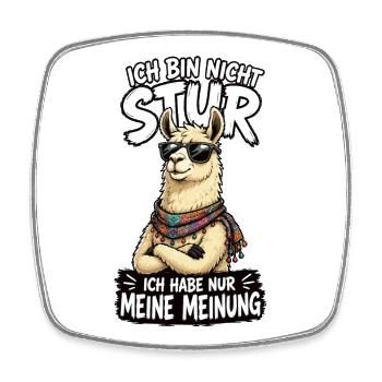 Nicht Stur Lama Meinung Shirt - Viereckiger Kühlschrankmagnet - Weiß - Vorne