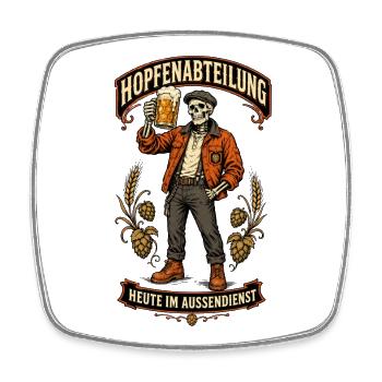 Hopfenabteilung Aussendienst Shirt - Viereckiger Kühlschrankmagnet - Weiß - Vorne