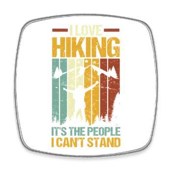 Hiking Mountain Trail Backpacking Outdoors Poaching - Square fridge magnet - white - Front