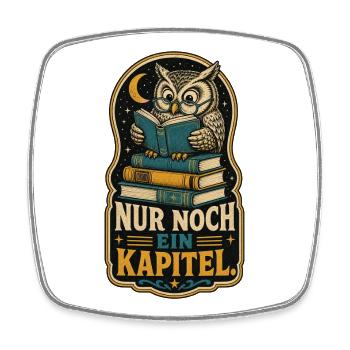 Eule Nur Noch Ein Kapitel Shirt - Viereckiger Kühlschrankmagnet - Weiß - Vorne