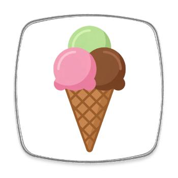 Cornet de crème glacée - Magnet carré - blanc - Devant