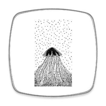 Minimalist Jellyfish Black and White - Square fridge magnet - white - Front