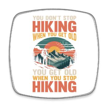 Hiking Mountain Trail Backpacking Outdoors Poaching - Square fridge magnet - white - Front