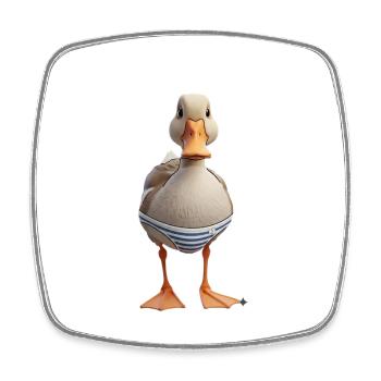 Canard nageur rayé - Magnet carré - blanc - Devant