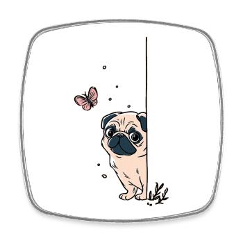Carlin avec papillon - Magnet carré - blanc - Devant