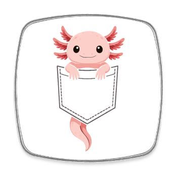 Mignon Axolotl qui sort de sa poche - Magnet carré - blanc - Devant