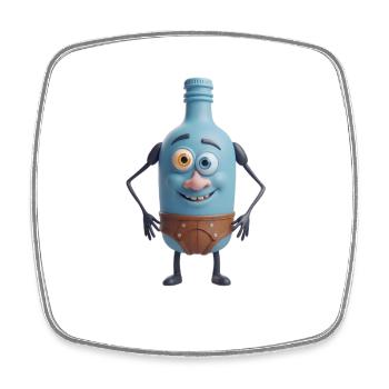 Ami de la bouteille bleue en slip - Magnet carré - blanc - Devant
