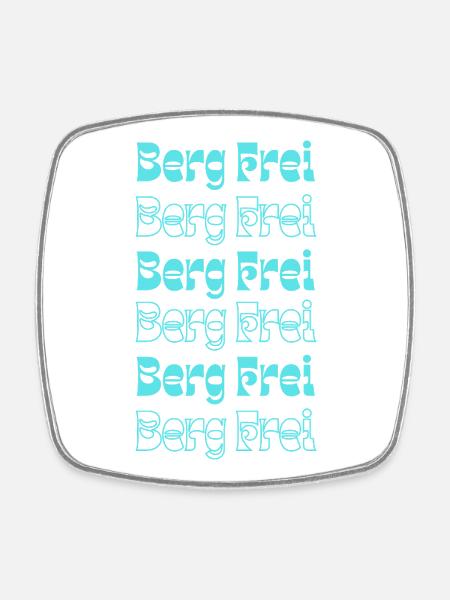Retro Mountain Free Mountain Typography - Square fridge magnet - white