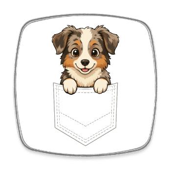 Australischer Schäferhund-welpen-cartoon, Der - Viereckiger Kühlschrankmagnet - Weiß - Vorne