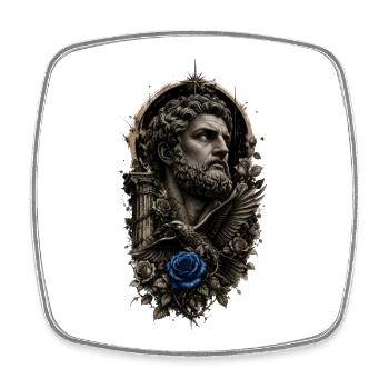 Art de tatouage avec une rose bleue - Magnet carré - blanc - Devant