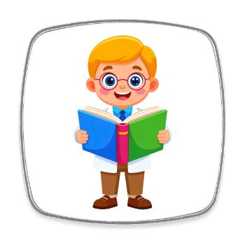 Junge mit Brille liest ein Buch – Bücherwurm - Viereckiger Kühlschrankmagnet - Weiß - Vorne