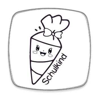 Schoolchild - cute school cone to color in - Square fridge magnet - white - Front
