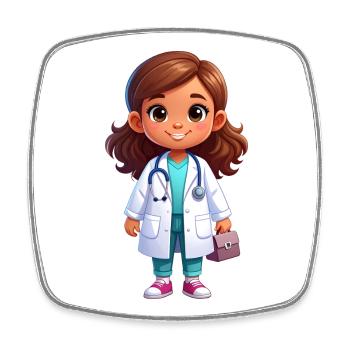 Petit Docteur avec stéthoscope et blouse – Médecine - Magnet carré - blanc - Devant