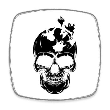 Halloween Skull Ghost - Square fridge magnet - white - Front