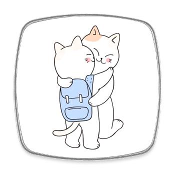 Cute Hugging Cats Back to School - Viereckiger Kühlschrankmagnet - Weiß - Vorne