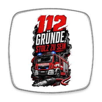 112 Gründe Stolz Zu Sein Feuerwehr - Viereckiger Kühlschrankmagnet - Weiß - Vorne