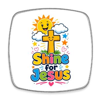 Shine for Jesus colorful cross message - Square fridge magnet - white - Front