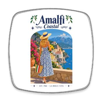 Amalfi Coastal Vue: Robe estivale - Magnet carré - blanc - Devant