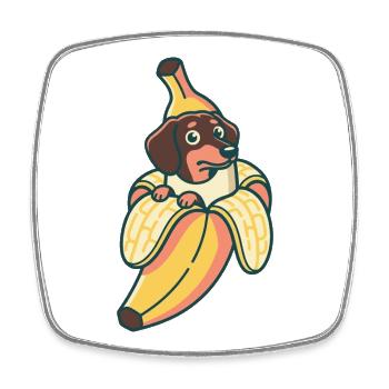 Dackel Banane - Viereckiger Kühlschrankmagnet - Weiß - Vorne