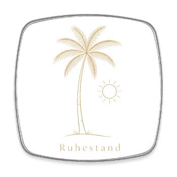Ruhestand Palme mit Sonne – Rente Abschied  - Viereckiger Kühlschrankmagnet - Weiß - Vorne