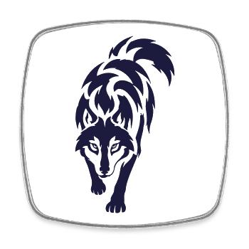 Nachtwolf Silhouette Print - Viereckiger Kühlschrankmagnet - Weiß - Vorne