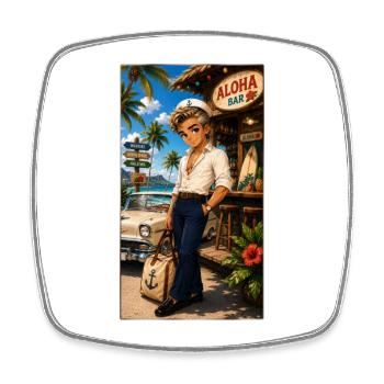 Bruce Sailor Rockabilly Vintage 50er - Kek-Ina - Viereckiger Kühlschrankmagnet - Weiß - Vorne