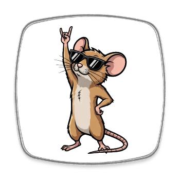 Coole Maus Ratte Rock Musiker Comic - Viereckiger Kühlschrankmagnet - Weiß - Vorne