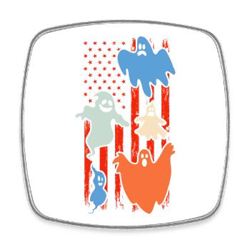 Halloween Ghost Halloween US Flag Halloween Ghost - Viereckiger Kühlschrankmagnet - Weiß - Vorne