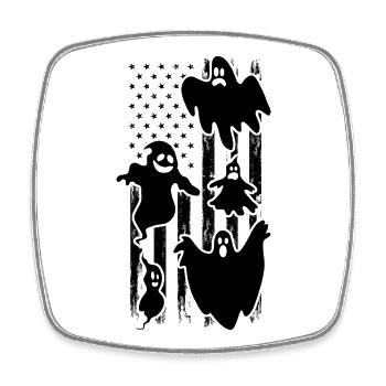 Halloween Ghost Halloween US Flag Ghost - Viereckiger Kühlschrankmagnet - Weiß - Vorne