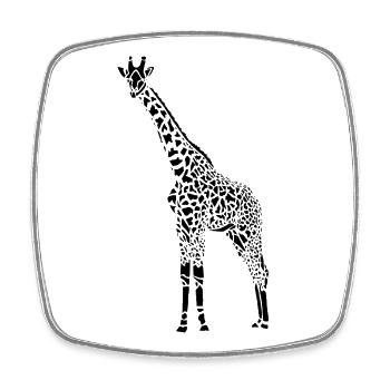 Schwarze Giraffe Afrikanische Giraffensilhouette - Viereckiger Kühlschrankmagnet - Weiß - Vorne