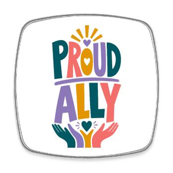 Proud Ally LGBTQ Regenbogen Pride Fan CSD Outfit - Viereckiger Kühlschrankmagnet - Weiß - Vorne