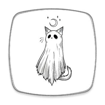 Fog cat in the moonlight - Square fridge magnet - white - Front