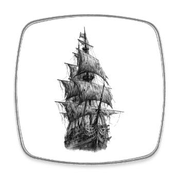 Pirate Ship Gothic Graphic - Square fridge magnet - white - Front