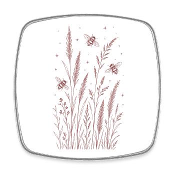 Bees and flowers - Square fridge magnet - white - Front