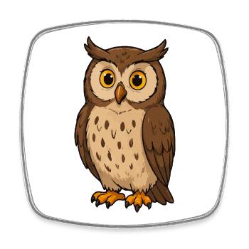 Cute Owl Illustration - Square fridge magnet - white - Front