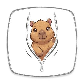 Cuddly bear in the zipper - Square fridge magnet - white - Front