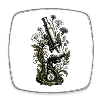 Vintage Microscope Wildflower Garden - Square fridge magnet - white - Front