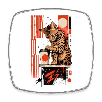 Ready to Fall – Cheeky Bengal Cat - Square fridge magnet - white - Front