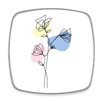 Delicate Lineart Flowers with Pastel - Square fridge magnet - white - Front