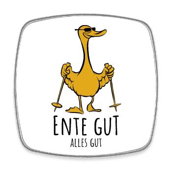 Ente gut alles gut | Stockente Nordic Walking - Viereckiger Kühlschrankmagnet - Weiß - Vorne