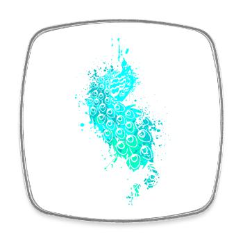 Splash Art Blue Peacock - Square fridge magnet - white - Front