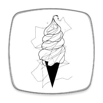 Eiscreme Line Art - Square fridge magnet - white - Front