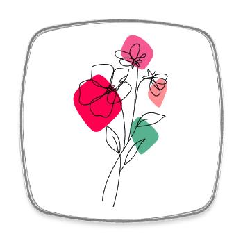 Lineart bouquet with color background - Square fridge magnet - white - Front