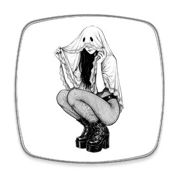 Silhouette gothique Pin-up Fantôme - Magnet carré - blanc - Devant