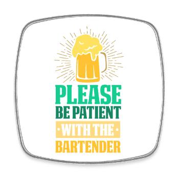 Serveur Barman Barchef - Magnet carré - blanc - Devant